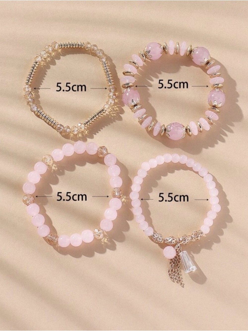 Pink Beaded Stack Bracelet Set - Picture 4 of 4